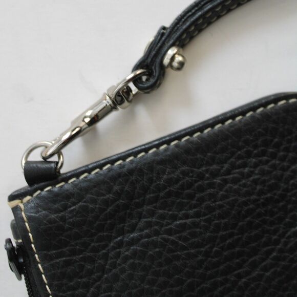 Dooney & Bourke Vintage Black Pebble Leather Zip Case Wristlet Wallet - Picture 4 of 6